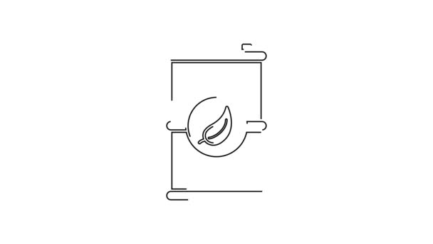 Black Line Bio Fuel Barrel Icon Isolated White Background Eco — Stock Video