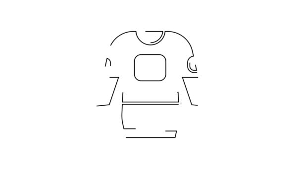 Black Line Hockey Jersey Icon Isolated White Background Video Motion — Stock Video