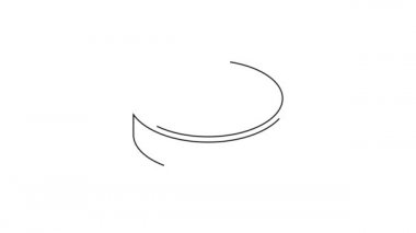 Beyaz arkaplanda siyah çizgi hokey diski simgesi izole edildi. 4K Video hareketli grafik canlandırması.