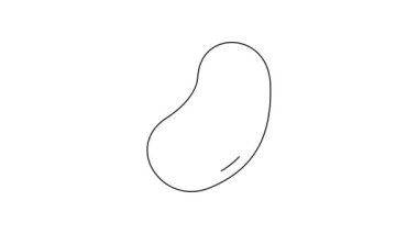 Siyah çizgi Patates simgesi beyaz arkaplanda izole edildi. 4K Video hareketli grafik canlandırması.