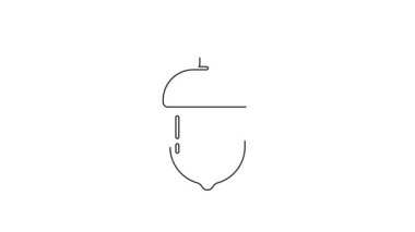 Beyaz arka planda siyah çizgi palamut simgesi izole edildi. 4K Video hareketli grafik canlandırması.