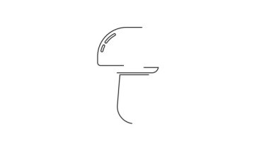 Siyah çizgi mantar ikonu beyaz arkaplanda izole edildi. 4K Video hareketli grafik canlandırması.