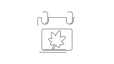 Sonbahar yaprakları simgesi beyaz arkaplanda izole edilmiş siyah çizgi takvimi. 4K Video hareketli grafik canlandırması.