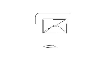 Beyaz arkaplanda izole edilmiş siyah çizgi konuşma balonu. 4K Video hareketli grafik canlandırması.