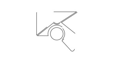 Beyaz arkaplanda izole edilmiş büyüteç simgesi içeren siyah çizgi zarflı posta. 4K Video hareketli grafik canlandırması.