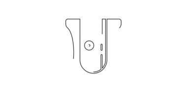 Beyaz arkaplanda siyah çizgi kalem açacağı simgesi izole edildi. 4K Video hareketli grafik canlandırması.