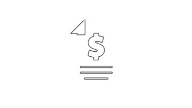 Siyah çizgi para ikonu beyaz arka planda izole. Bankacılık belgeleri dolar finans para sayfası. 4K Video hareketli grafik canlandırması.