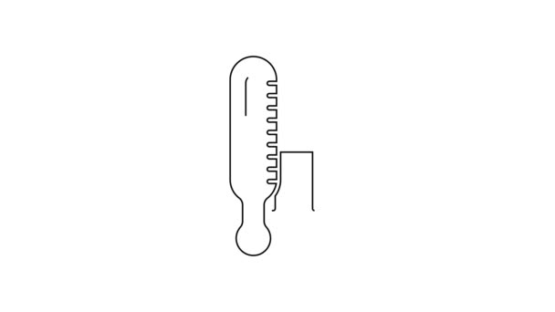 Черная Линия Метеорологический Термометр Значок Измерения Изолирован Белом Фоне Термометр — стоковое видео
