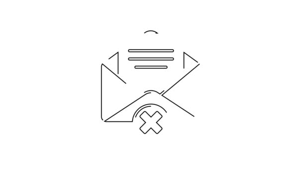 Black Line Delete Envelope Icon Isolated White Background Delete Error — Stock Video