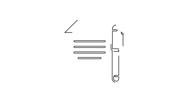 Zwarte Lijn Document Pen Pictogram Geïsoleerd Witte Achtergrond Bestand Icoon — Stockvideo