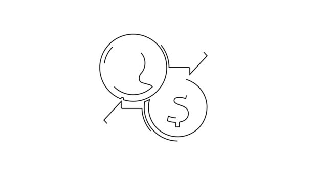 黑线职业晋升交换货币图标孤立于白色背景 商业符号 4K视频运动图形动画 — 图库视频影像