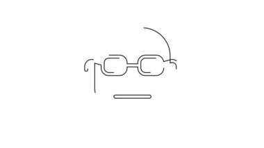 Siyah çizgi Poker oyuncusu simgesi beyaz arkaplanda izole edildi. 4K Video hareketli grafik canlandırması.