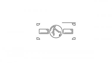 Siyah çizgi kağıt para yığını beyaz arka planda izole nakit ikonu. Para desteleri. Para birimi. 4K Video hareketli grafik canlandırması.