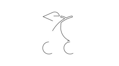 Beyaz arka planda kiraz sembolü simgesi olan siyah çizgi kumarhane kumar makinesi. Kumar oyunları. 4K Video hareketli grafik canlandırması.