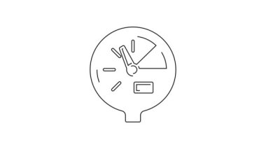 Siyah çizgi su sayacı simgesi beyaz arkaplanda izole edildi. 4K Video hareketli grafik canlandırması.