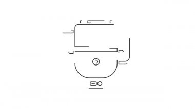 Isıtma su ikonu için siyah hat elektrikli kazan beyaz arka planda izole edildi. 4K Video hareketli grafik canlandırması.