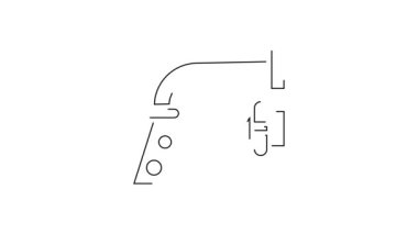 Siyah çizgi su musluğu simgesi beyaz arkaplanda izole edildi. 4K Video hareketli grafik canlandırması.