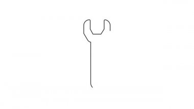 Siyah çizgi anahtarı simgesi beyaz arkaplanda izole edildi. 4K Video hareketli grafik canlandırması.