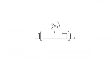 Siyah çizgi endüstrisi metalik boru ve manometre simgesi beyaz arka planda izole edilmiş. 4K Video hareketli grafik canlandırması.