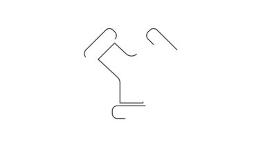 Siyah çizgi sanayi metalik boru ikonu beyaz arka planda izole edildi. Tesisat boru hattının farklı şekillerde parçaları. 4K Video hareketli grafik canlandırması.