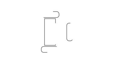 Siyah çizgi sanayi metalik boru ikonu beyaz arka planda izole edildi. Tesisat boru hattının farklı şekillerde parçaları. 4K Video hareketli grafik canlandırması.