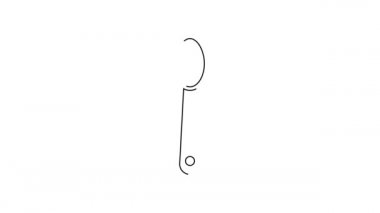 Beyaz arka planda izole edilmiş bir kaşık ikonunda siyah çizgi eroin. Uyuşturucu bağımlılığı ve uyuşturucu bağımlılığı kavramı. Bağımlı yaşam tarzı. 4K Video hareketli grafik canlandırması.