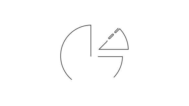 Ligne noire Graphique à secteurs icône infographique isolé sur fond blanc. Schéma graphique signe. Animation graphique de mouvement vidéo 4K.
