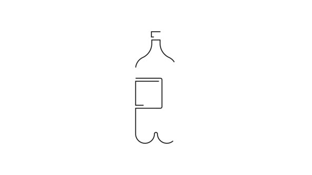 Svart Linje Flaska Med Vatten Ikon Isolerad Vit Bakgrund Läsk — Stockvideo
