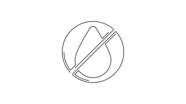 Schwarze Linie Wassertropfen Verboten Symbol Isoliert Auf Weißem Hintergrund Kein — Stockvideo