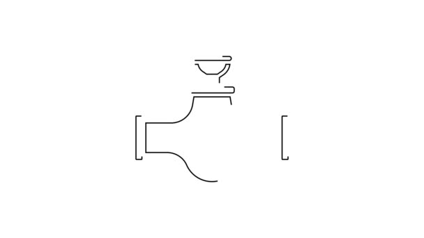 黑线工业金属管和阀门图标隔离在白色背景上 4K视频运动图形动画 — 图库视频影像