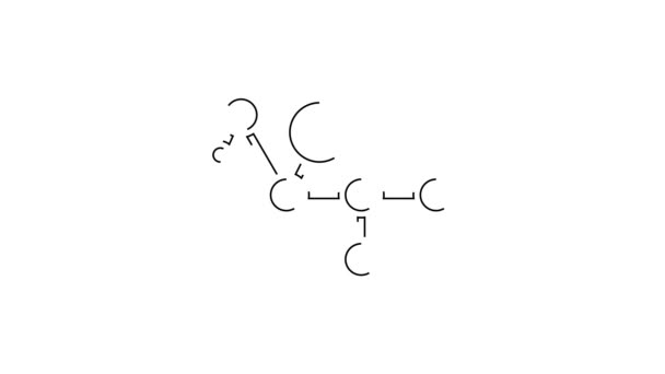 黑线大麻分子图标分离在白色背景 大麻酚分子结构 Thc和Cbd公式 大麻或大麻 4K视频运动图形动画 — 图库视频影像