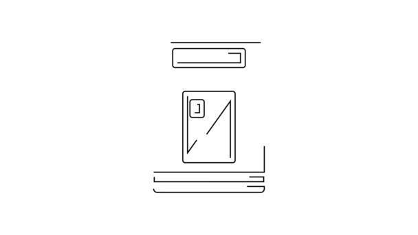 ブラックライン白い背景に隔離されたシガレットパックボックスアイコン タバコパック 4Kビデオモーショングラフィックアニメーション — ストック動画