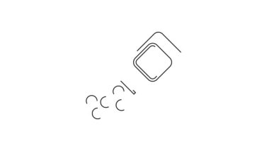 Siyah çizgi ilaç şişesi ve beyaz arka planda izole edilmiş hap ikonu. Şişe hapı işareti. Eczane tasarımı. 4K Video hareketli grafik canlandırması.