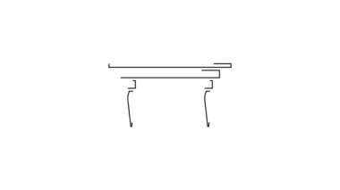 Siyah çizgi tahta masa simgesi beyaz arkaplanda izole edildi. 4K Video hareketli grafik canlandırması.