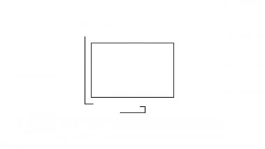 Masa simgesindeki siyah çizgi resim çerçevesi beyaz arkaplanda izole edildi. 4K Video hareketli grafik canlandırması.