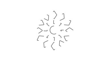 Beyaz arkaplanda siyah çizgi Firework simgesi izole edildi. Eğlence partisi anlayışı. Patlayıcı havai fişek sembolü. 4K Video hareketli grafik canlandırması.