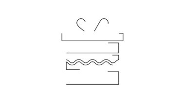 Beyaz arkaplanda siyah çizgi hediye kutusu simgesi izole edildi. Doğum günün kutlu olsun. 4K Video hareketli grafik canlandırması.