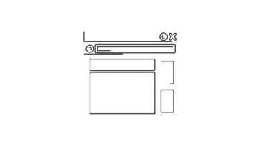 Siyah çizgi web sitesi şablon simgesi beyaz arkaplanda izole edildi. İnternet iletişim protokolü. 4K Video hareketli grafik canlandırması.
