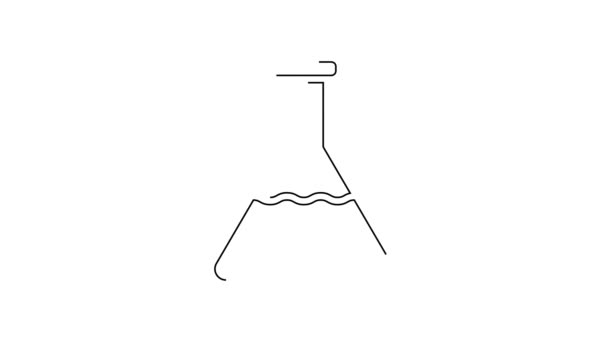 Schwarzer Strich Reagenzglas Und Kolben Chemischen Labortest Symbol Isoliert Auf — Stockvideo