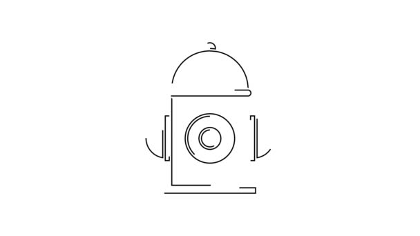 Black Line Fire Hydrant Icon Isolated White Background Video Motion — Stock Video