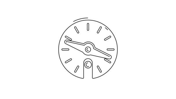 Linie Neagră Pictograma Compass Izolat Fundal Alb Simbolul Navigației Windrose — Videoclip de stoc