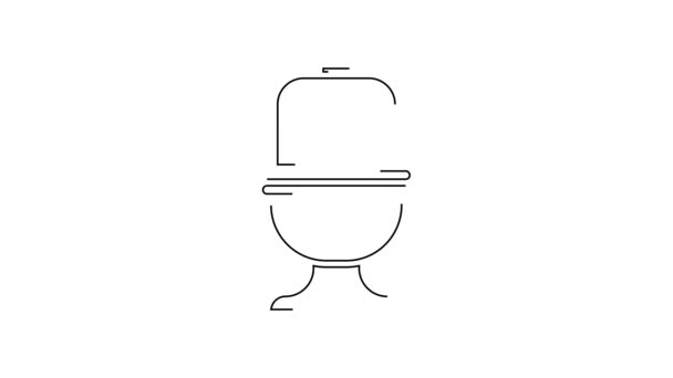 Schwarze Linie Toilettenschüssel Symbol Isoliert Auf Weißem Hintergrund Video Motion — Stockvideo