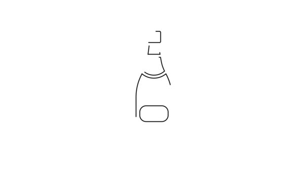 Чорна Лінія Значок Пляшки Шампанського Ізольовано Білому Тлі Відео Рух — стокове відео