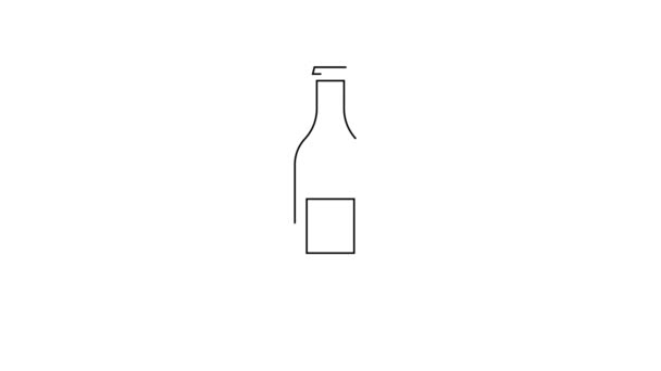 Czarna Linia Ikona Butelki Piwa Izolowana Białym Tle Animacja Graficzna — Wideo stockowe