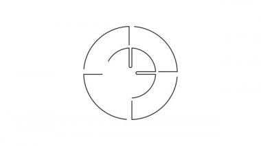 Siyah çizgi hedef spor simgesi beyaz arkaplanda izole edildi. Atış mesafesi ya da atış mesafesi için sayıları olan temiz bir hedef. 4K Video hareketli grafik canlandırması.