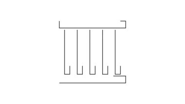Siyah çizgi hapishane pencere simgesi beyaz arkaplanda izole edildi. 4K Video hareketli grafik canlandırması.