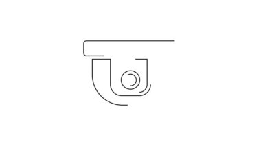 Siyah çizgi hareket algılayıcı simgesi beyaz arkaplanda izole edildi. 4K Video hareketli grafik canlandırması.