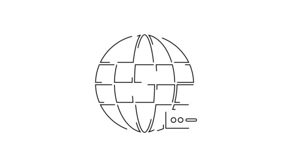 Ligne Noire Technologie Globale Icône Réseau Social Isolée Sur Fond — Video