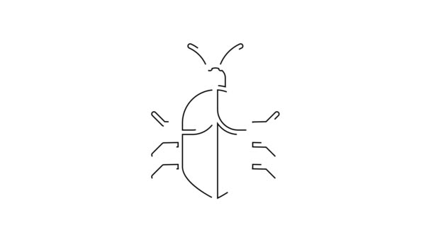 Svart Linje System Bug Koncept Ikon Isolerad Vit Bakgrund Begreppet — Stockvideo