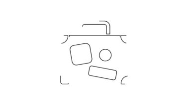 Seyahat simgesi için siyah bavul beyaz arkaplanda izole edildi. Seyahat bagaj tabelası. Seyahat bagaj ikonu. 4K Video hareketli grafik canlandırması.